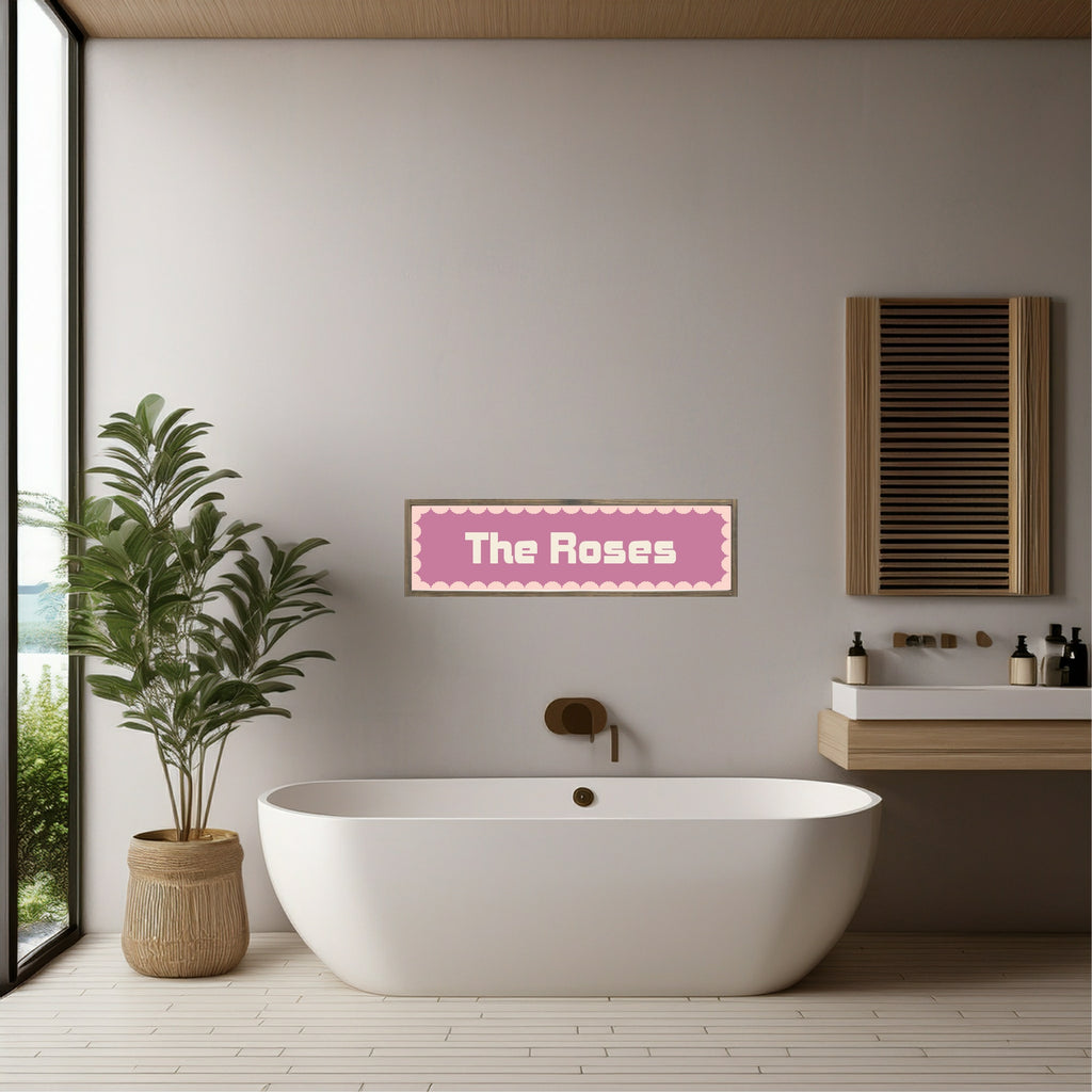 Custom Pink Scalloped Border Panoramic Print | 16"x5" Sign | Numerous Colour Options