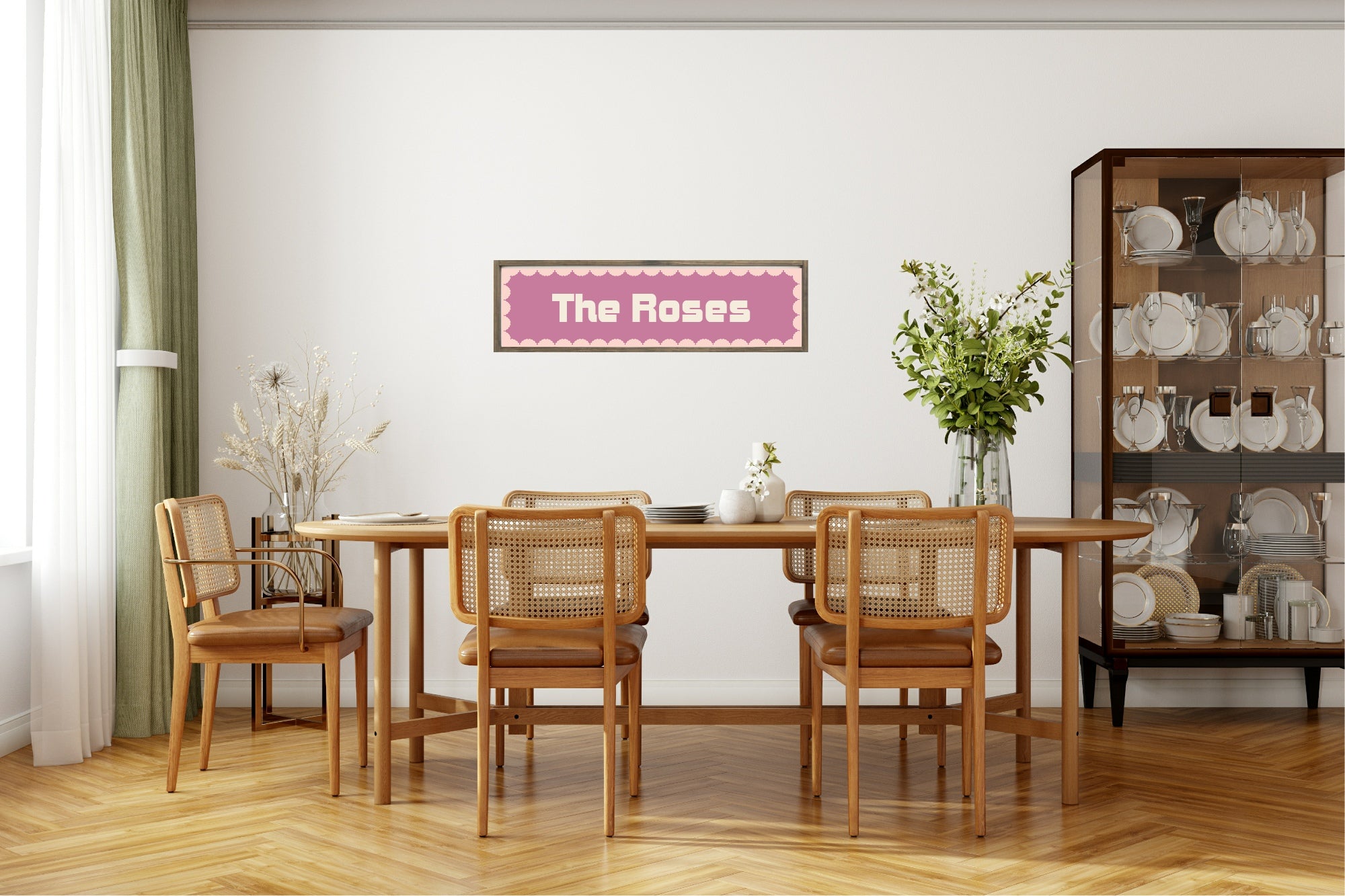 Custom Pink Scalloped Border Panoramic Print | 16"x5" Sign | Numerous Colour Options