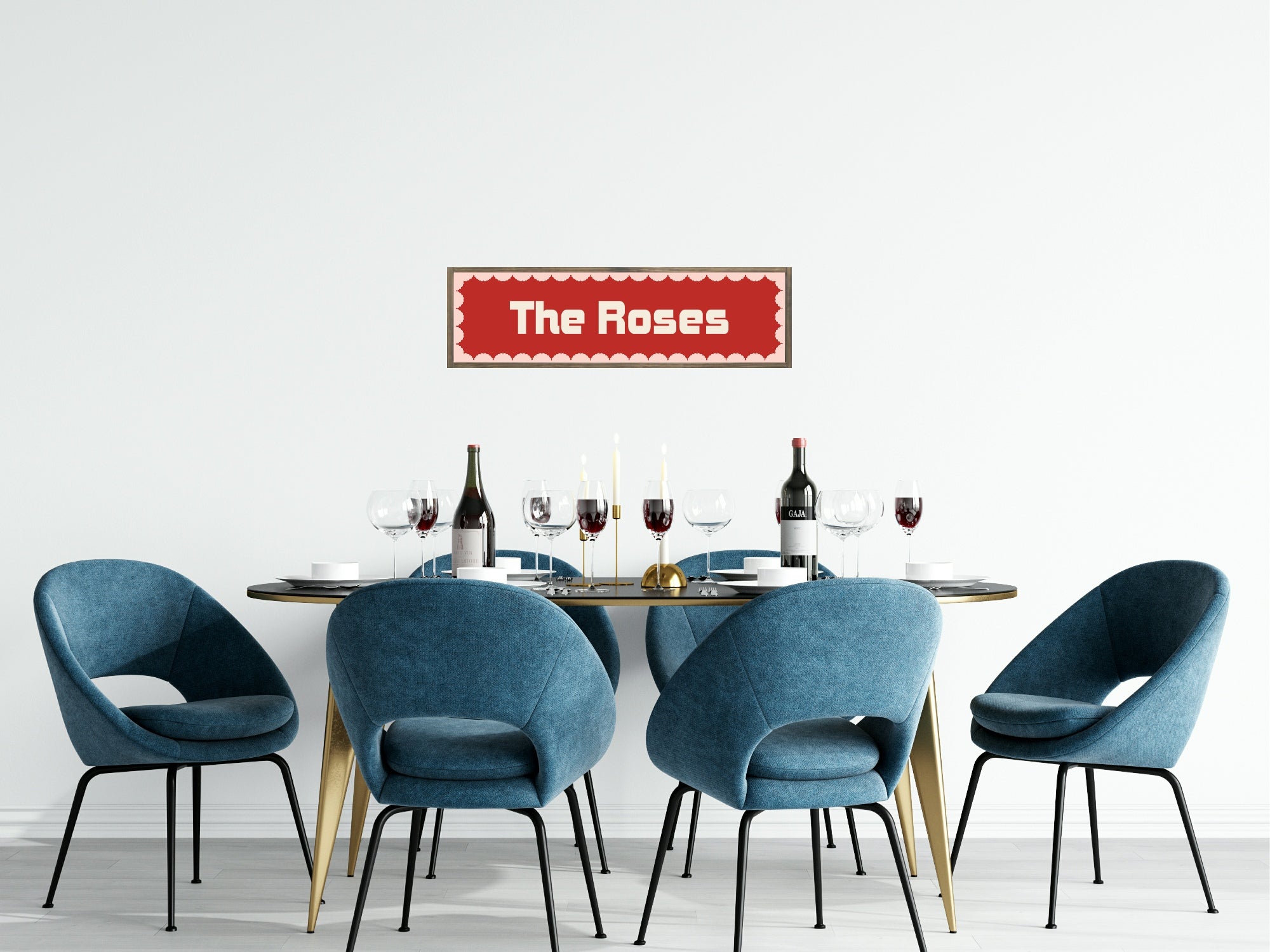 Custom Pink Scalloped Border Panoramic Print | 16"x5" Sign | Numerous Colour Options
