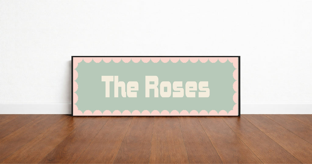 Custom Pink Scalloped Border Panoramic Print | 16"x5" Sign | Numerous Colour Options