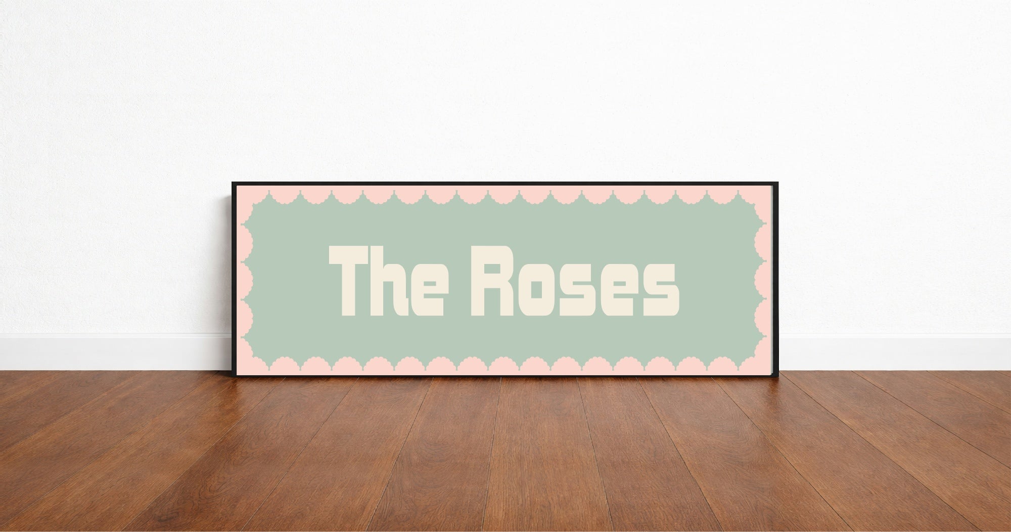 Custom Pink Scalloped Border Panoramic Print | 16"x5" Sign | Numerous Colour Options