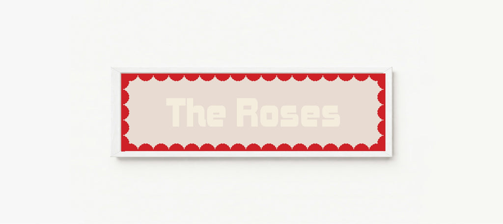 Custom Red Scalloped Border Panoramic Print | 16"x5" Sign | Numerous Colour Options
