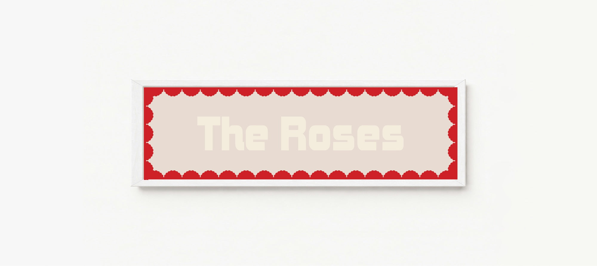 Custom Red Scalloped Border Panoramic Print | 16"x5" Sign | Numerous Colour Options