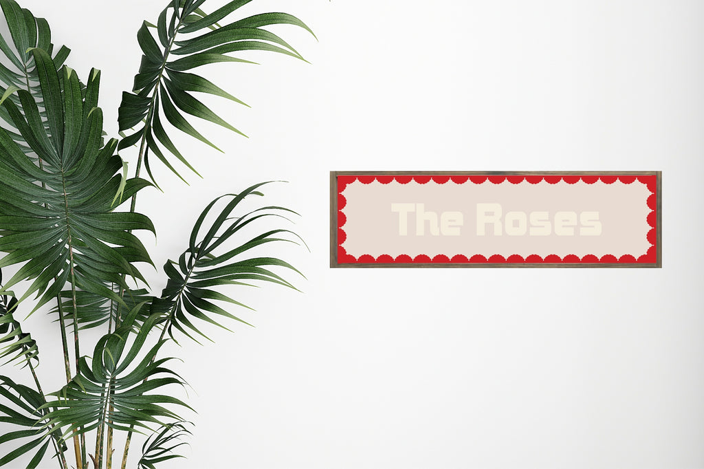 Custom Red Scalloped Border Panoramic Print | 16"x5" Sign | Numerous Colour Options