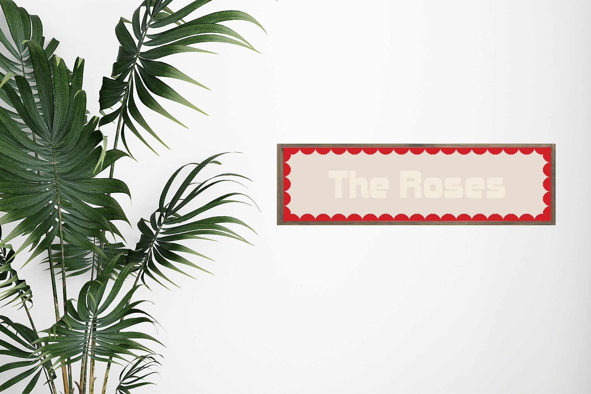 Custom Red Scalloped Border Panoramic Print | 16"x5" Sign | Numerous Colour Options