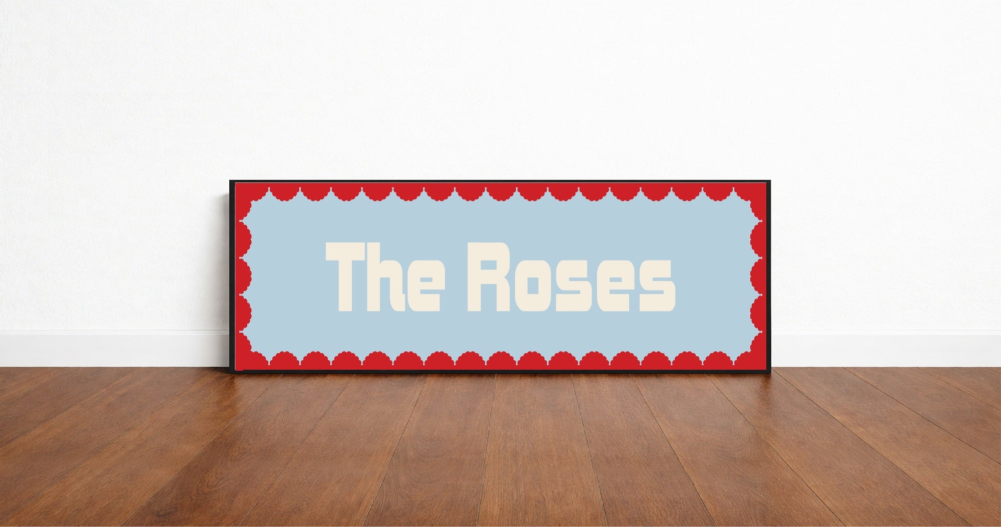 Custom Red Scalloped Border Panoramic Print | 16"x5" Sign | Numerous Colour Options