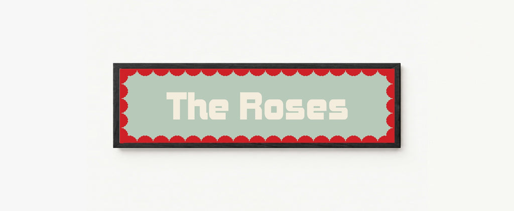 Custom Red Scalloped Border Panoramic Print | 16"x5" Sign | Numerous Colour Options