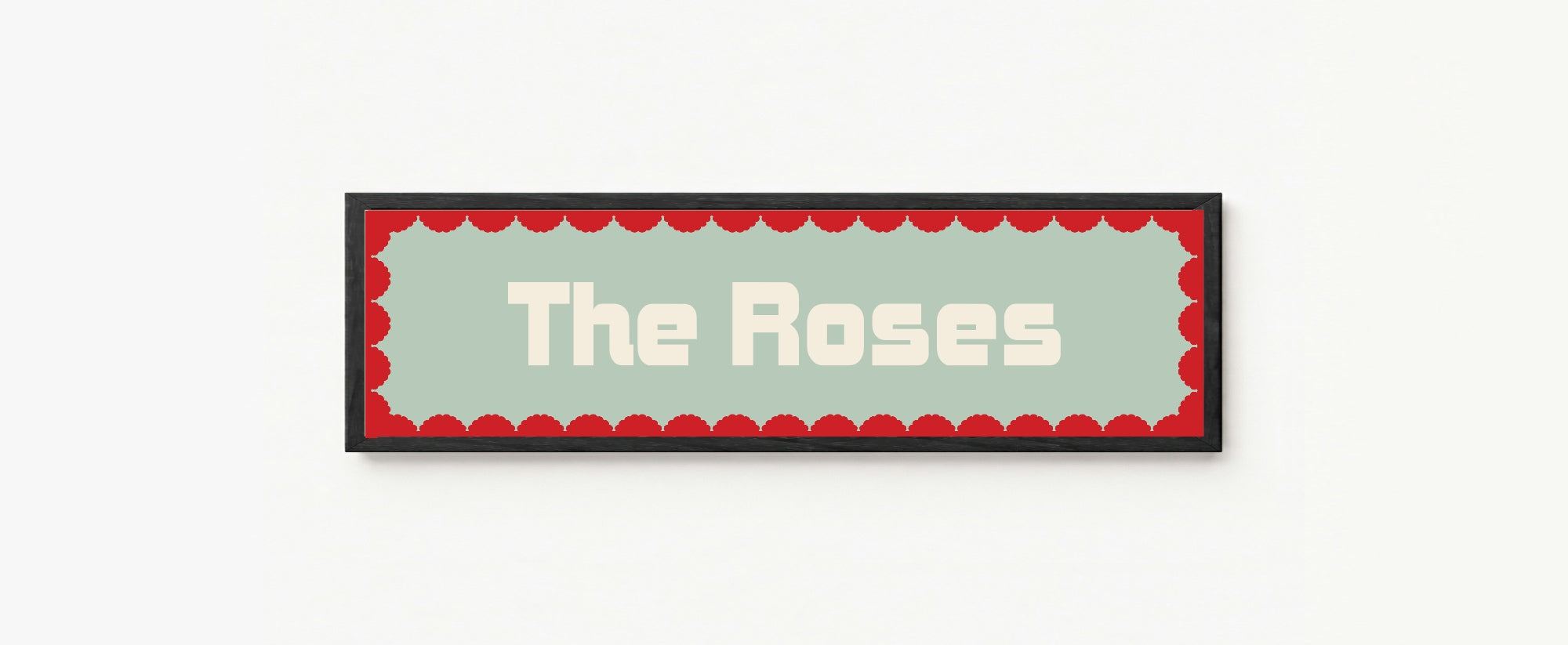 Custom Red Scalloped Border Panoramic Print | 16"x5" Sign | Numerous Colour Options