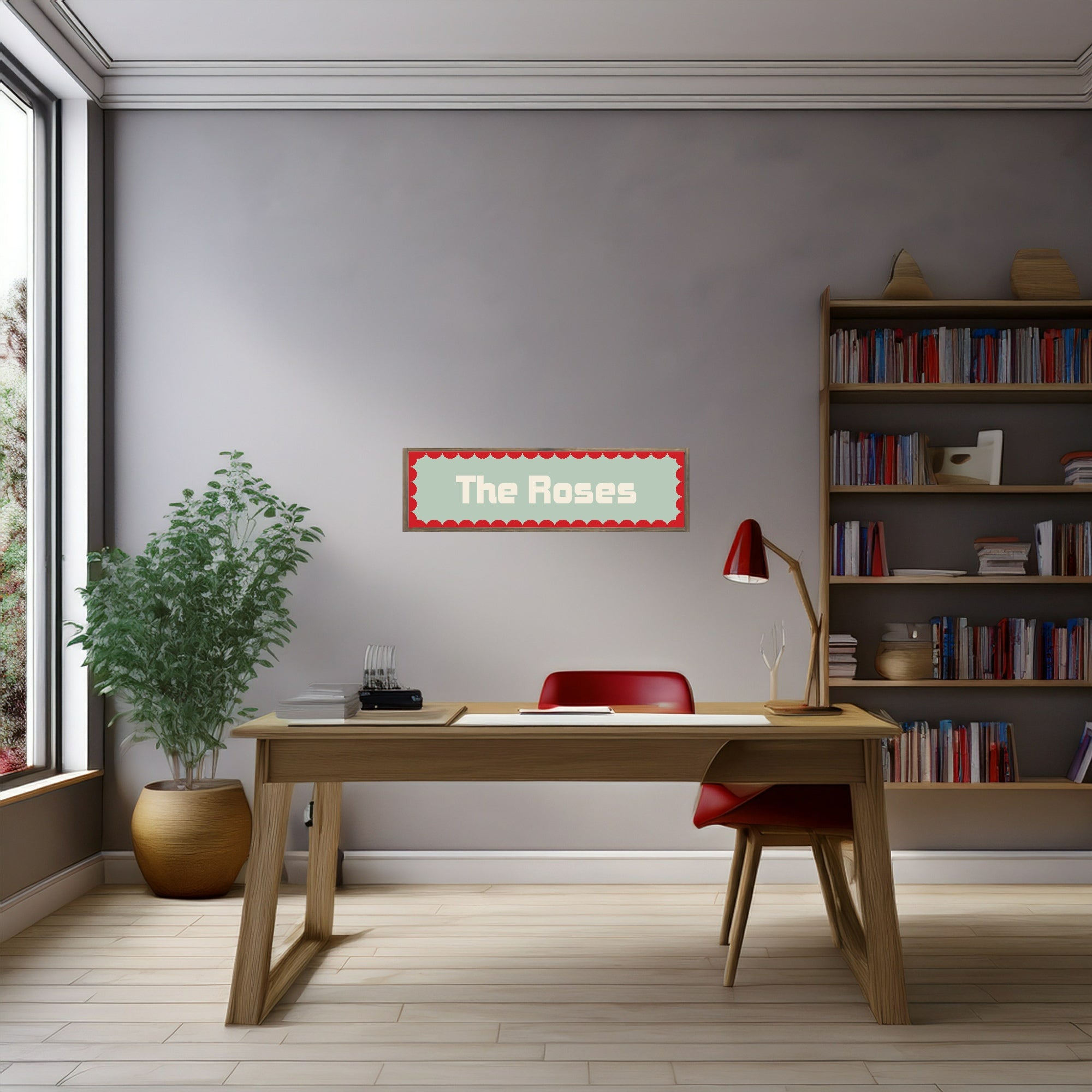 Custom Red Scalloped Border Panoramic Print | 16"x5" Sign | Numerous Colour Options