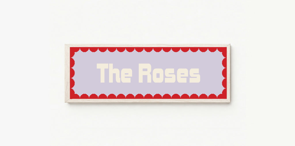 Custom Red Scalloped Border Panoramic Print | 16"x5" Sign | Numerous Colour Options