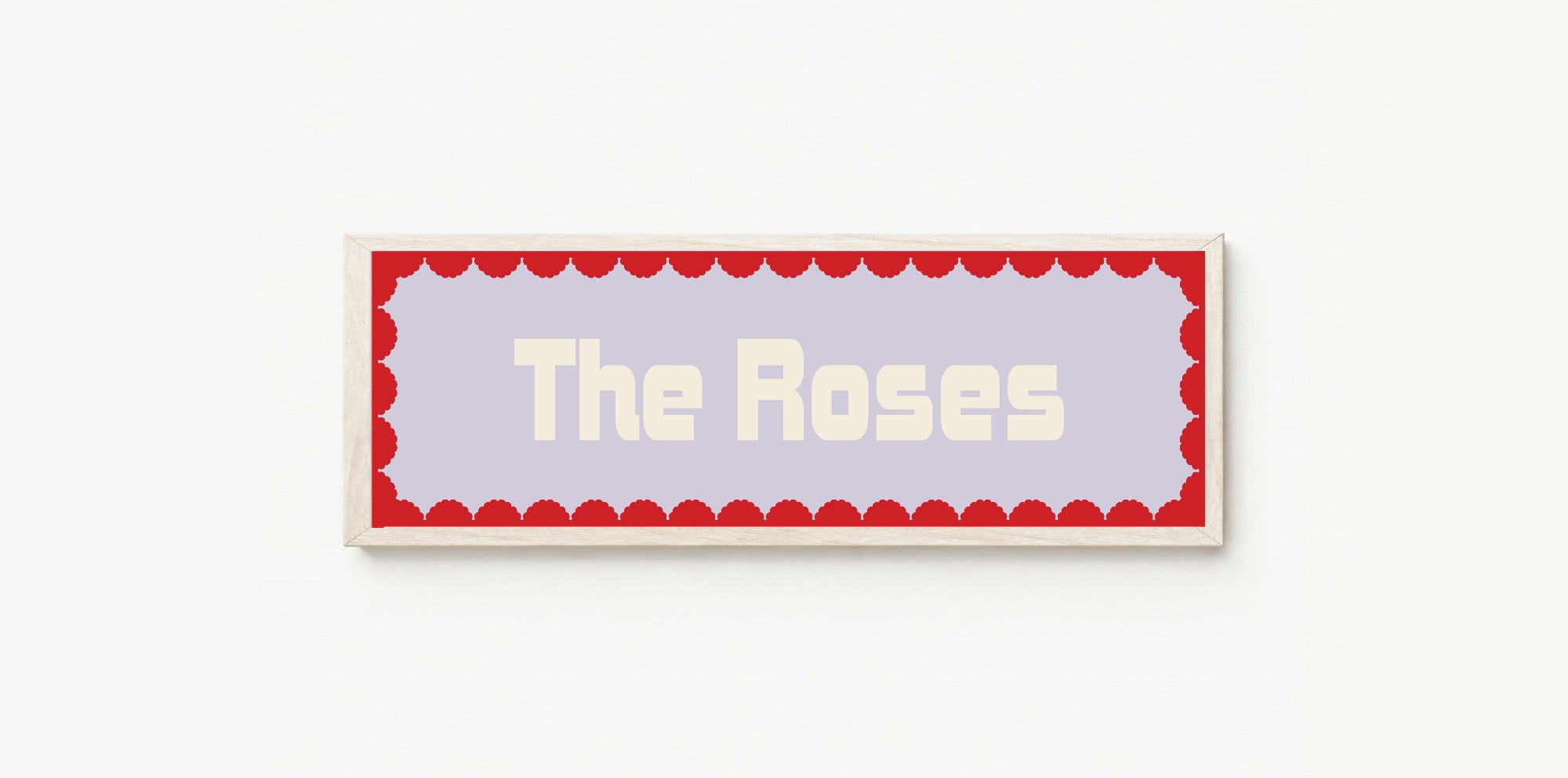 Custom Red Scalloped Border Panoramic Print | 16"x5" Sign | Numerous Colour Options