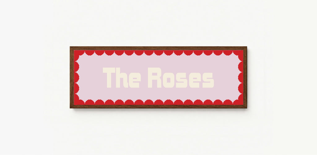 Custom Red Scalloped Border Panoramic Print | 16"x5" Sign | Numerous Colour Options