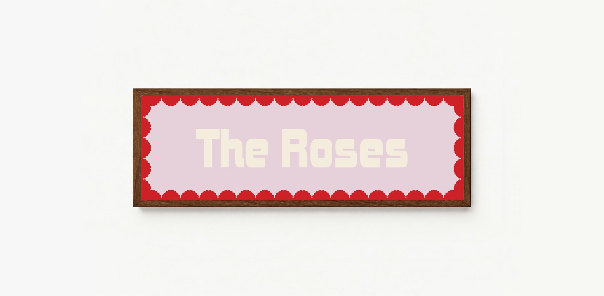 Custom Red Scalloped Border Panoramic Print | 16"x5" Sign | Numerous Colour Options
