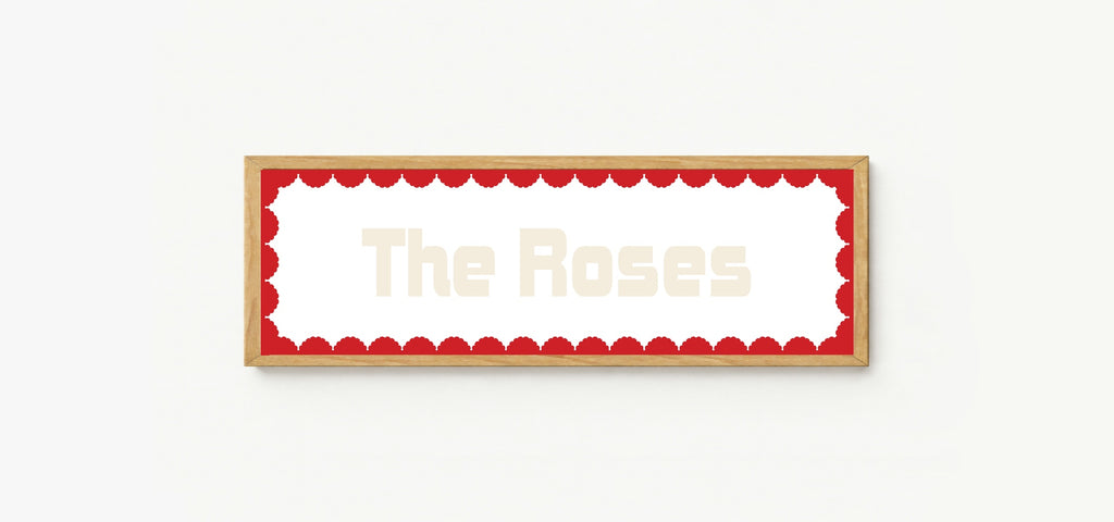 Custom Red Scalloped Border Panoramic Print | 16"x5" Sign | Numerous Colour Options