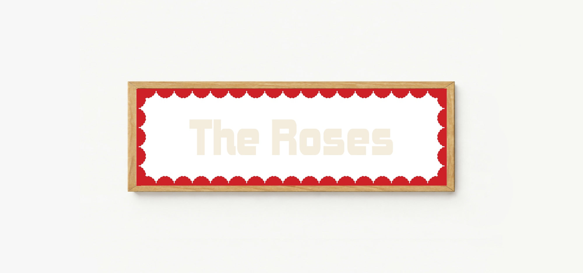 Custom Red Scalloped Border Panoramic Print | 16"x5" Sign | Numerous Colour Options
