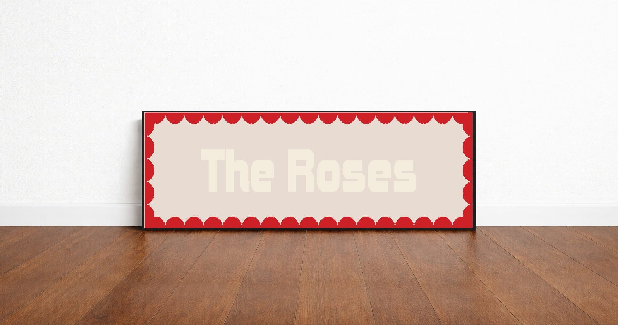 Custom Red Scalloped Border Panoramic Print | 16"x5" Sign | Numerous Colour Options