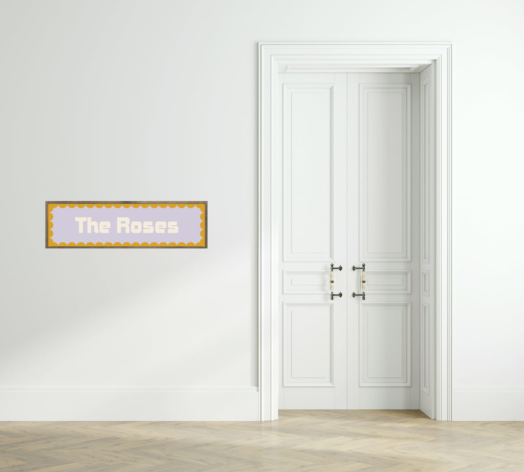 Custom Mustard Yellow Scalloped Border Panoramic Print | 16"x5" Sign | Numerous Colour Options