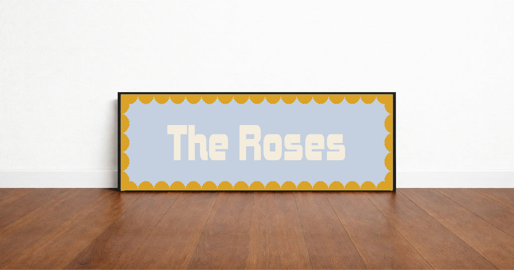 Custom Mustard Yellow Scalloped Border Panoramic Print | 16"x5" Sign | Numerous Colour Options