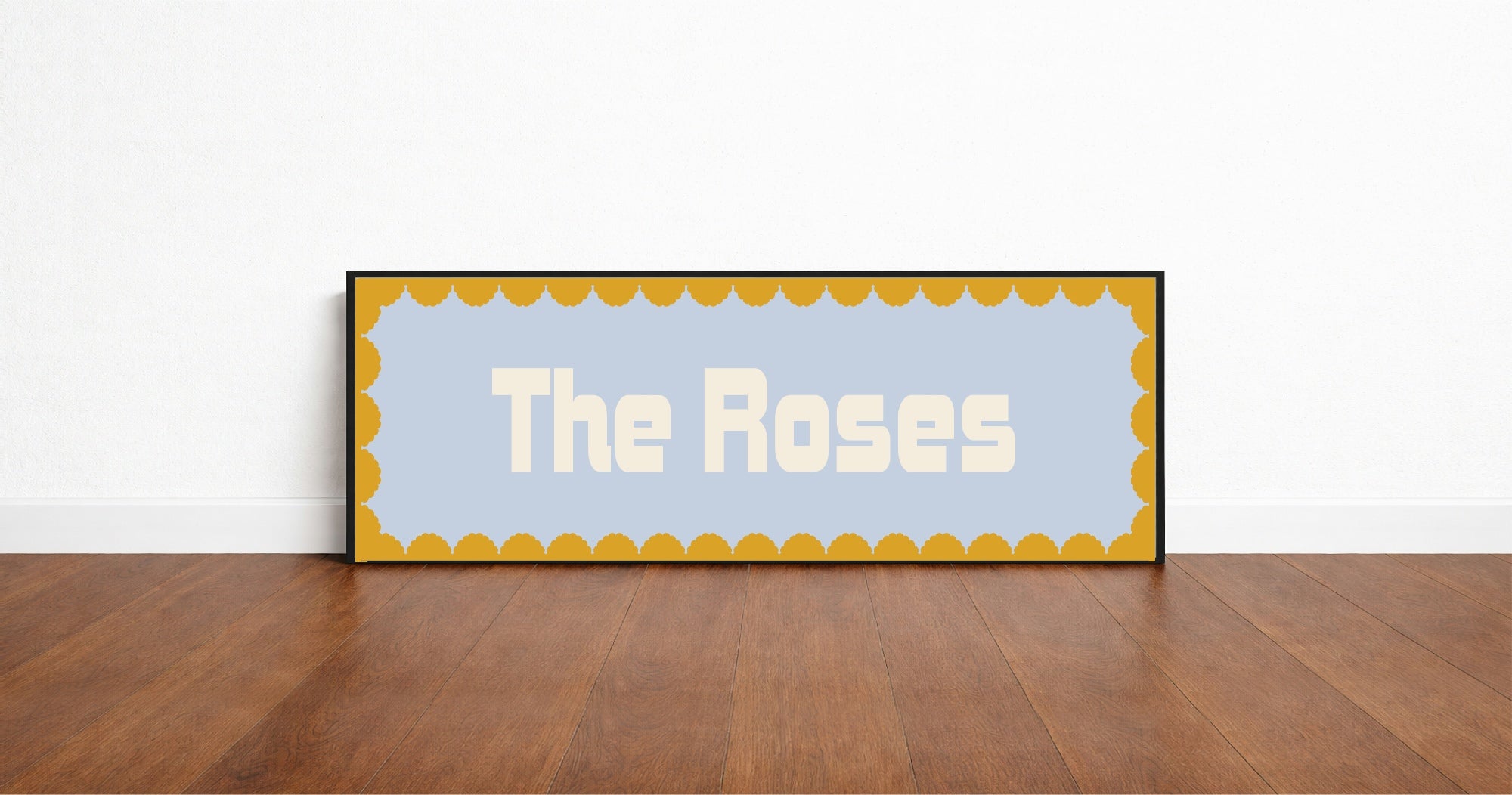 Custom Mustard Yellow Scalloped Border Panoramic Print | 16"x5" Sign | Numerous Colour Options