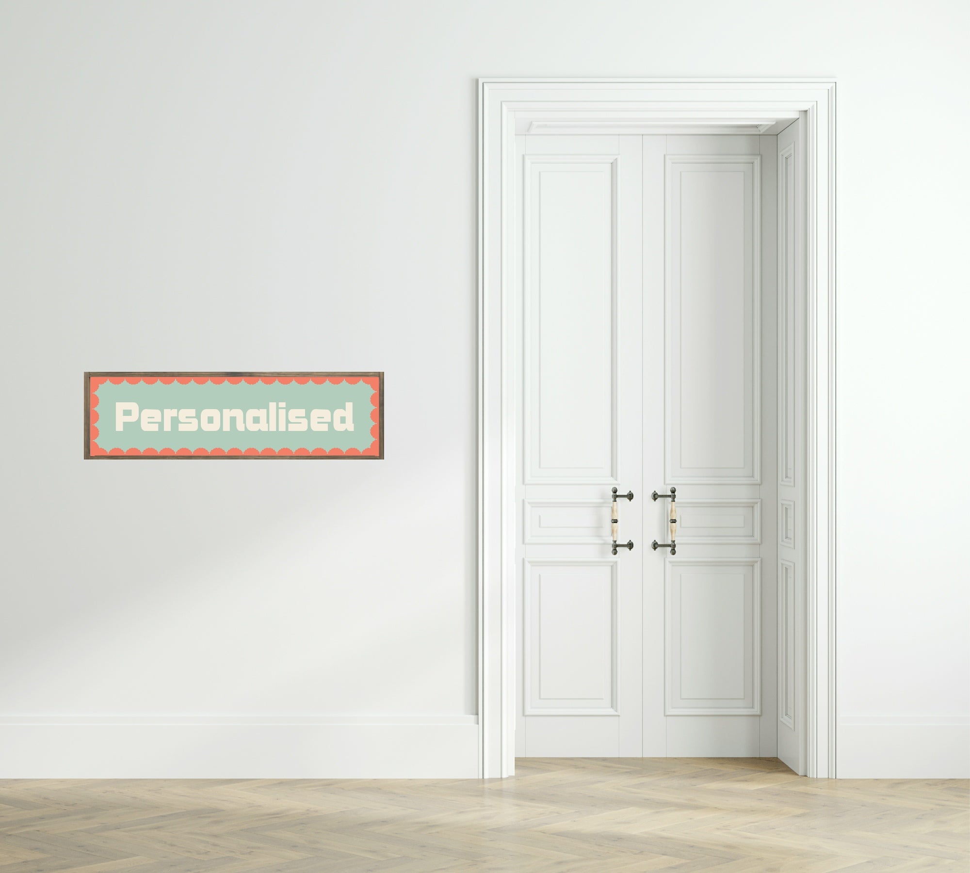Custom Coral Scalloped Border Panoramic Print | 16"x5" Sign | Numerous Colour Options