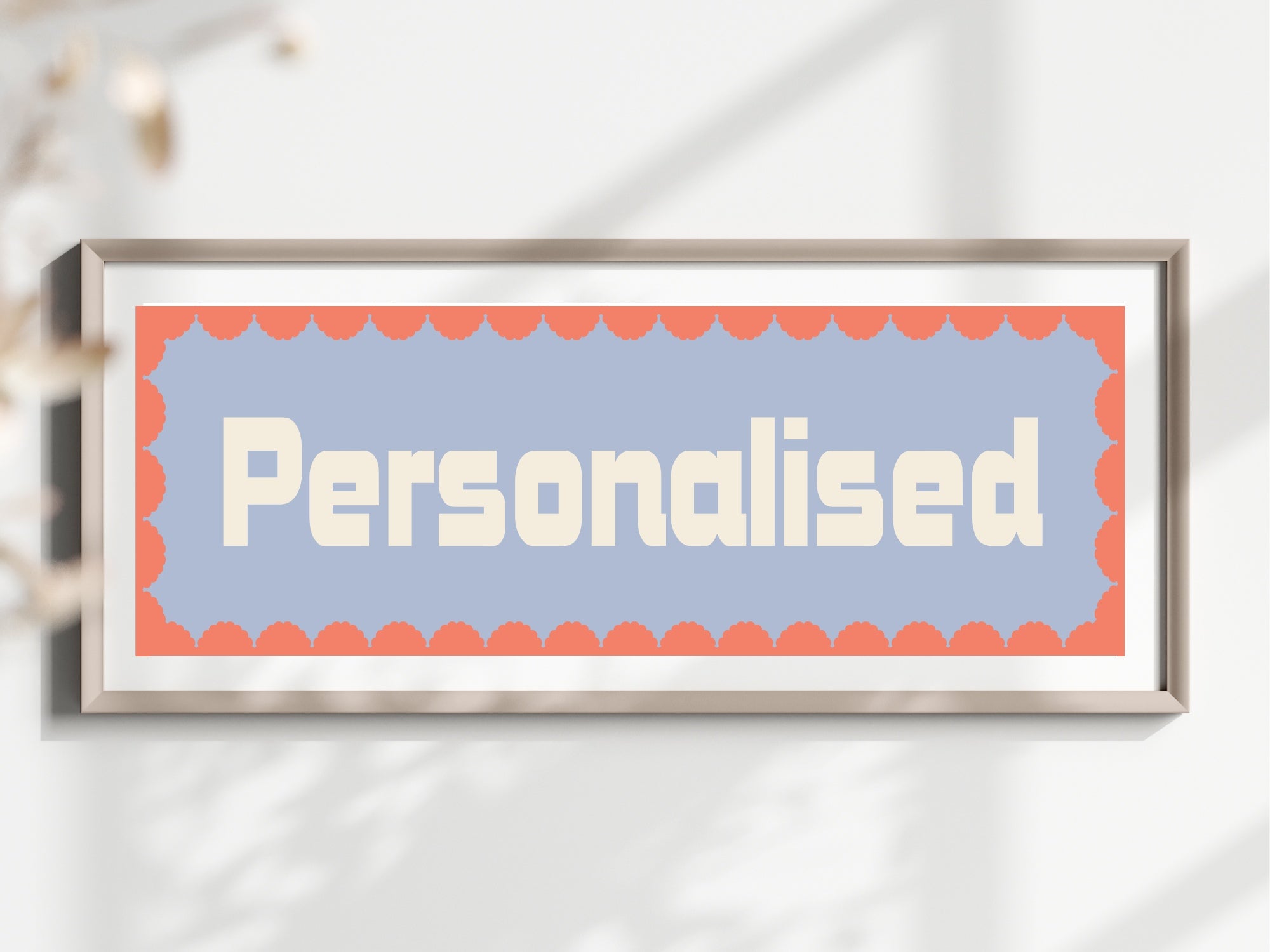 Custom Coral Scalloped Border Panoramic Print | 16"x5" Sign | Numerous Colour Options