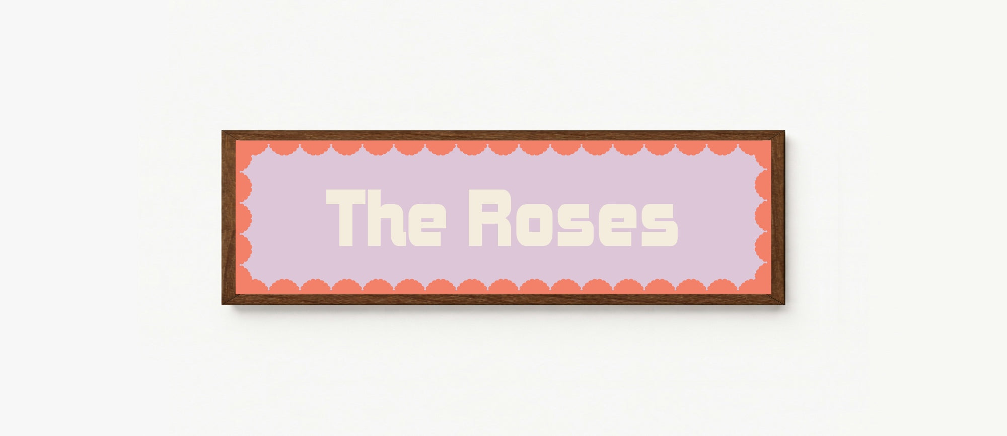 Custom Coral Scalloped Border Panoramic Print | 16"x5" Sign | Numerous Colour Options