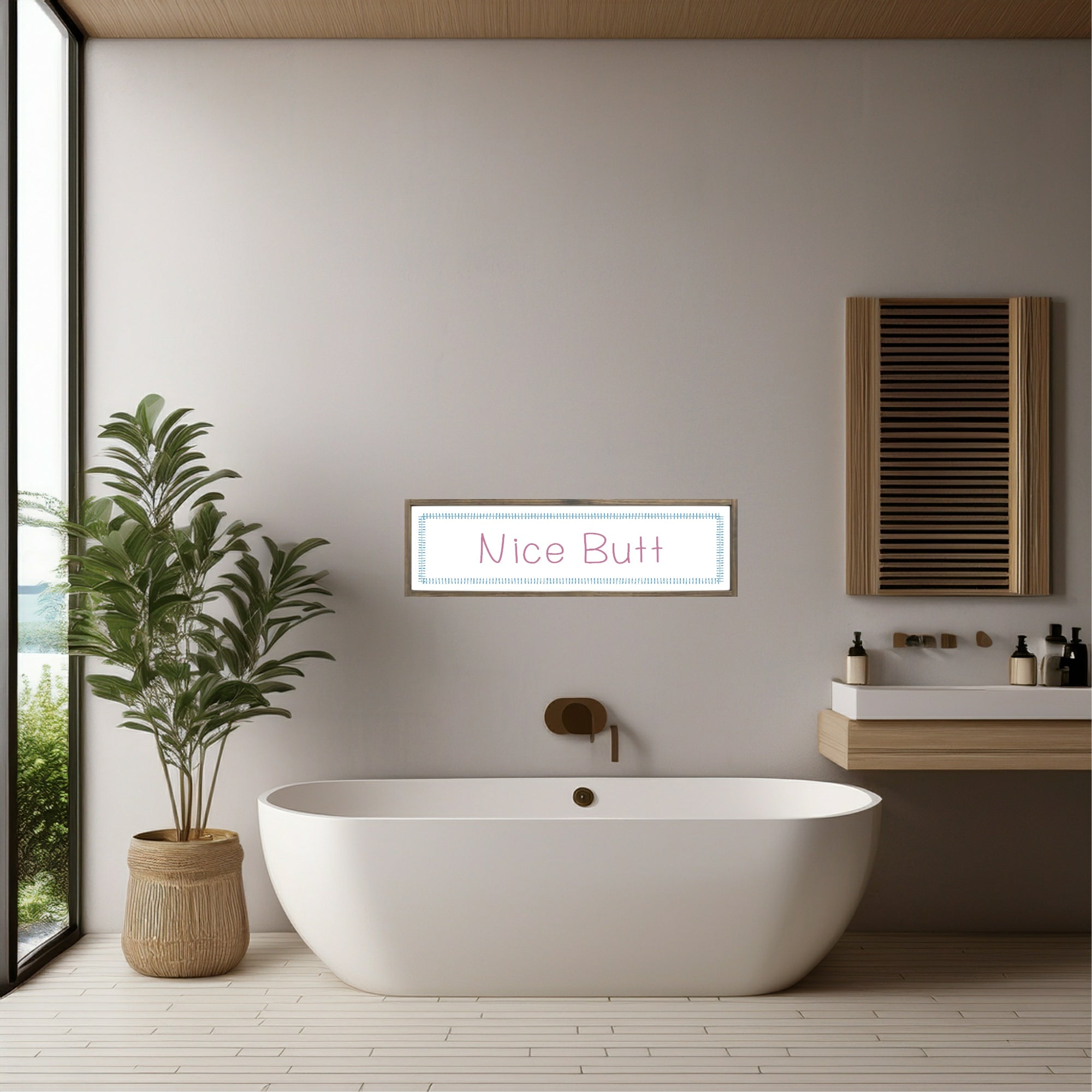 Nice Butt Panoramic Sign | Fun Bathroom Wall Art Print