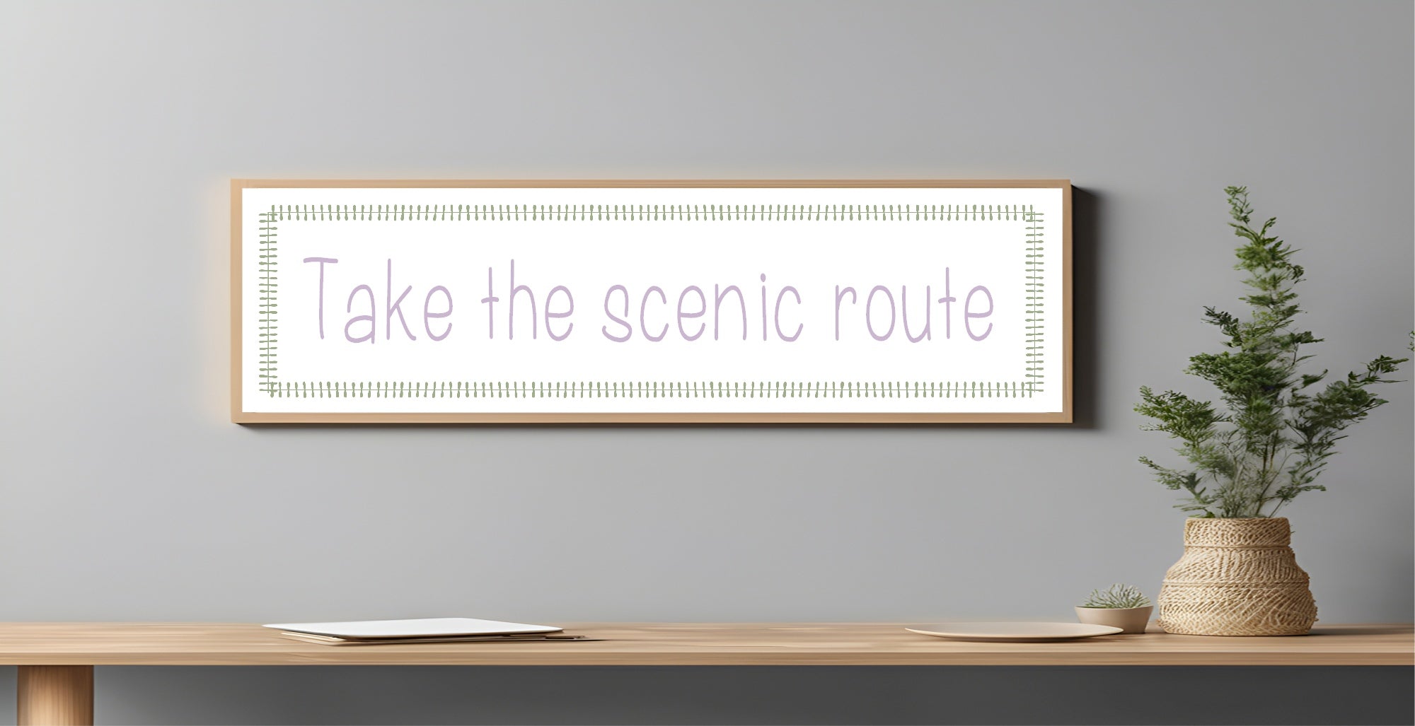 Take The Scenic Route Panoramic Sign | Travel Wall Art Print