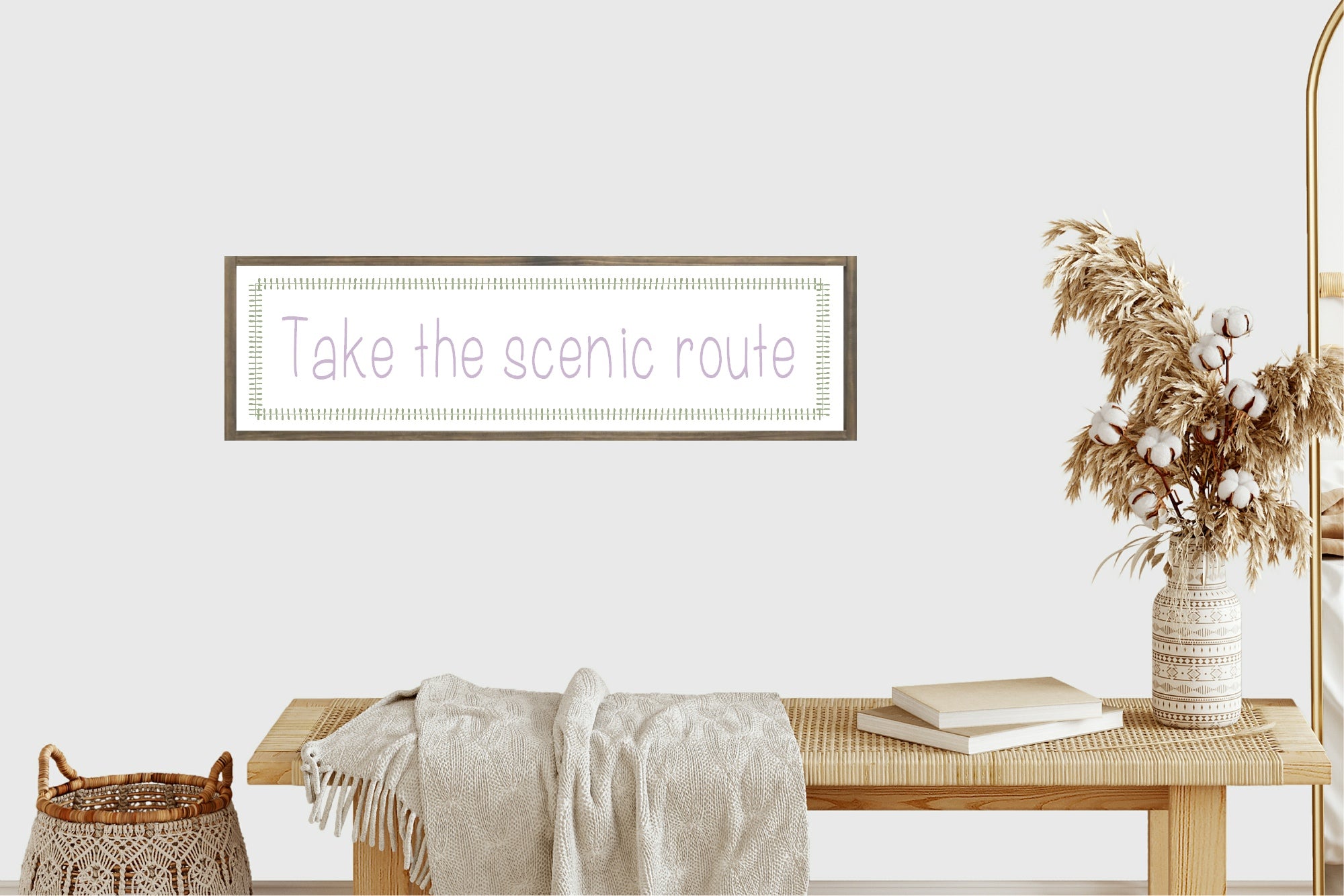 Take The Scenic Route Panoramic Sign | Travel Wall Art Print