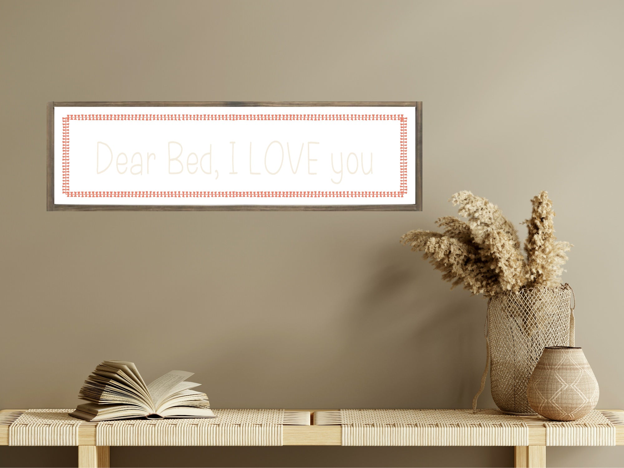 Dear Bed I Love You Panoramic Sign | Bedroom Wall Art Print