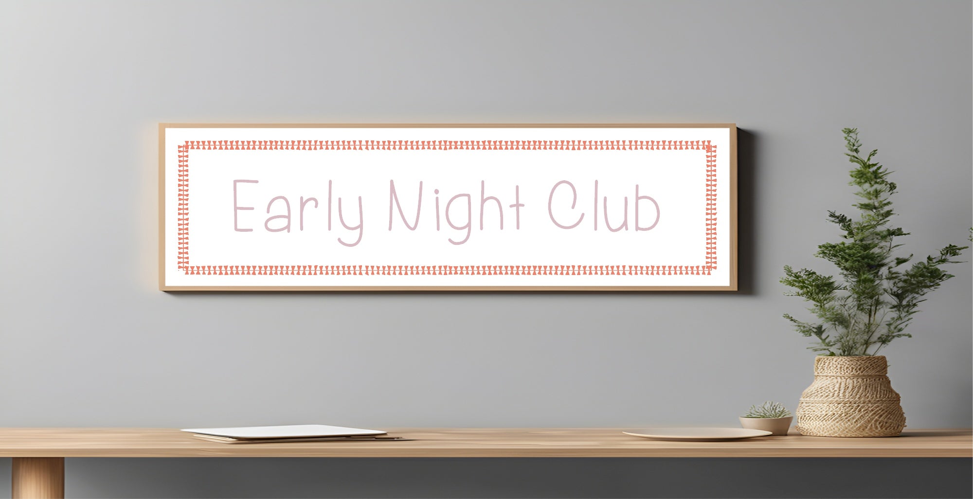 Early Night Club Panoramic Sign | Bedroom Wall Art Print