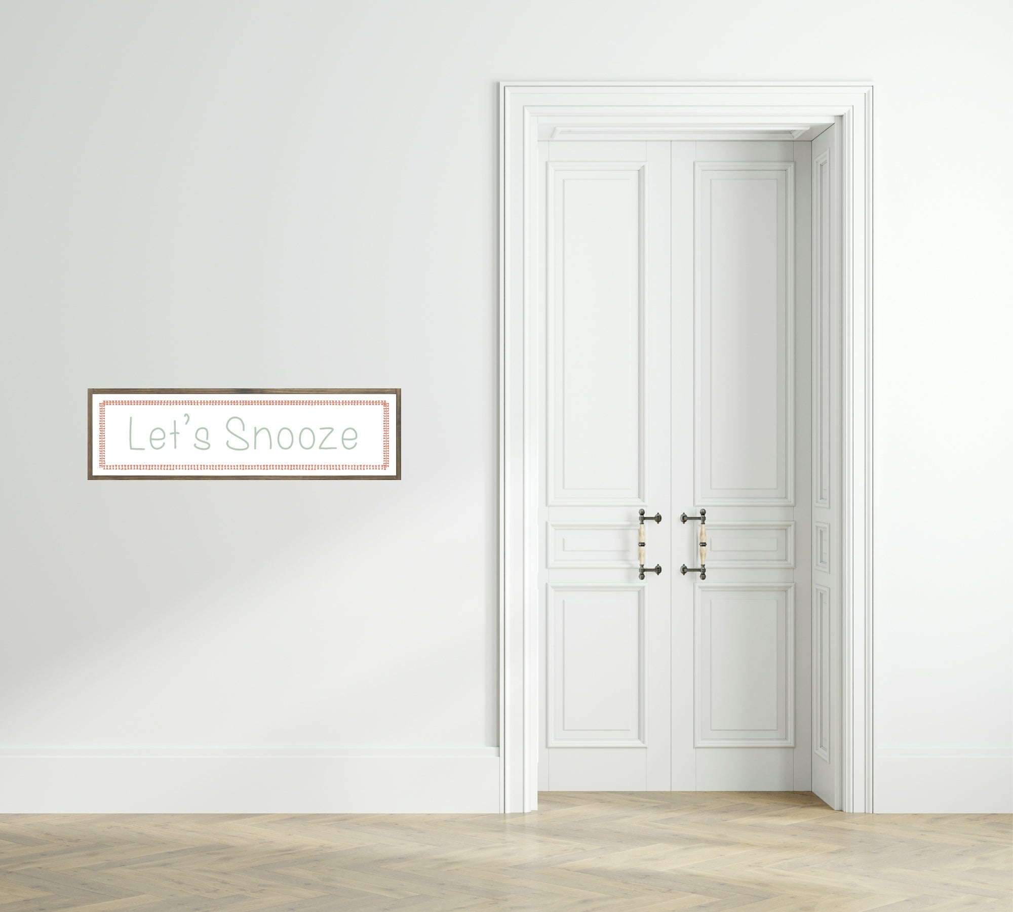 Lets Snooze Panoramic Sign | Bedroom Wall Art Print