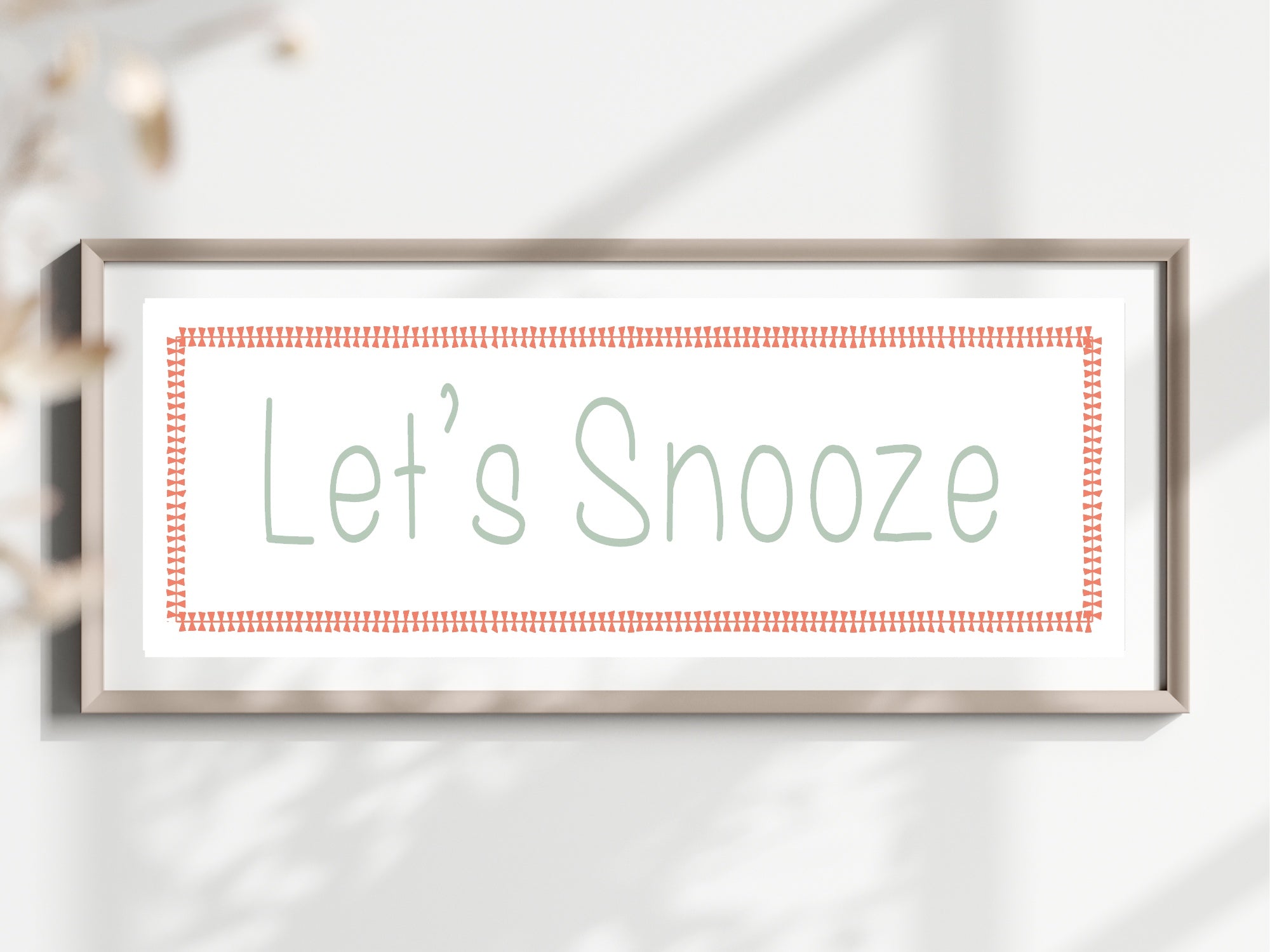Lets Snooze Panoramic Sign | Bedroom Wall Art Print