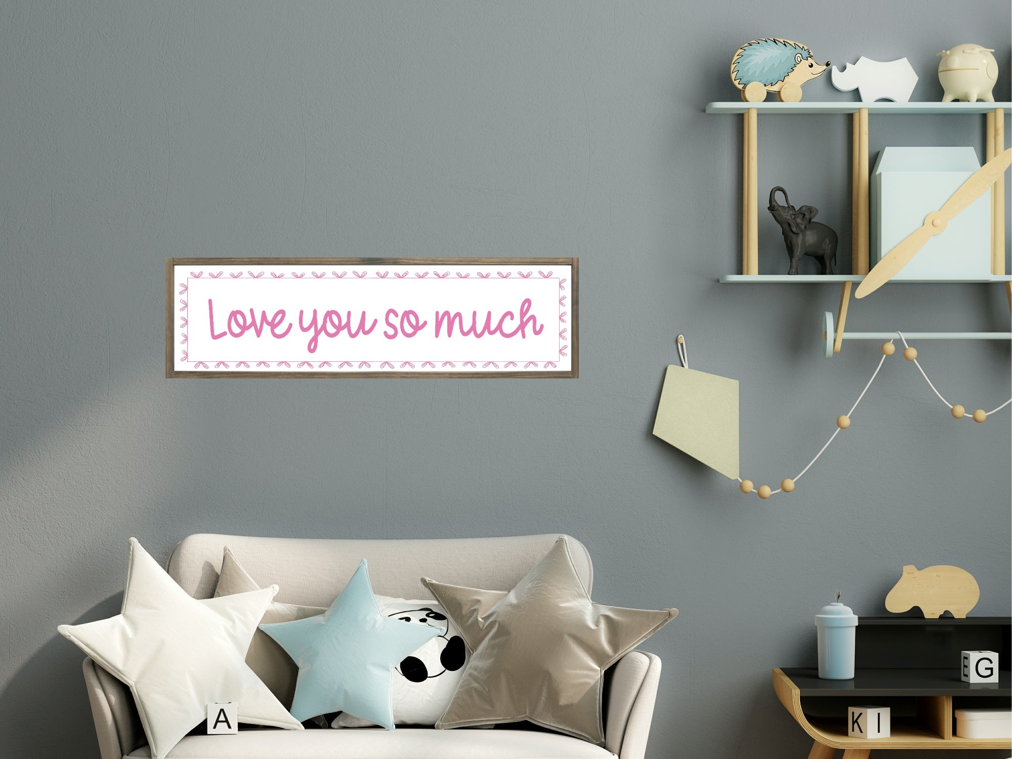 Love You So Much Panoramic Sign | Family Wall Art Print