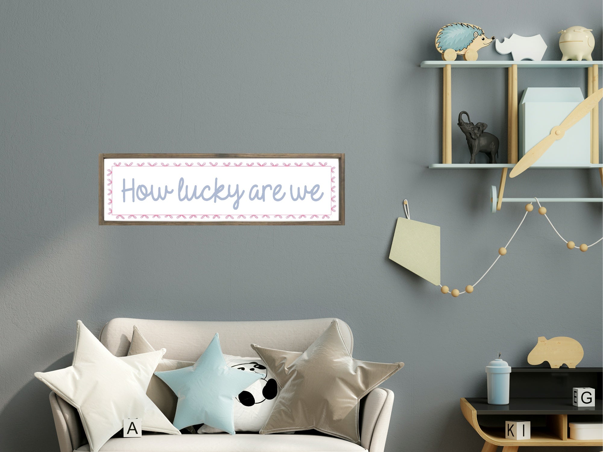 How Lucky Are We Panoramic Sign | Family Wall Art Print