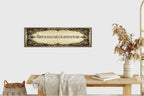 Vintage Black Lace romantic quote panoramic print displayed above a wooden bench