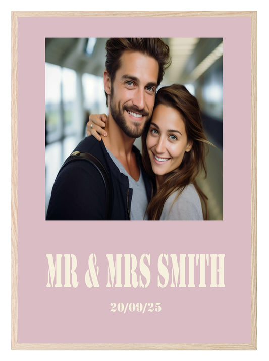 Personalised Stencil Photo Print | Black, Cream & Pink