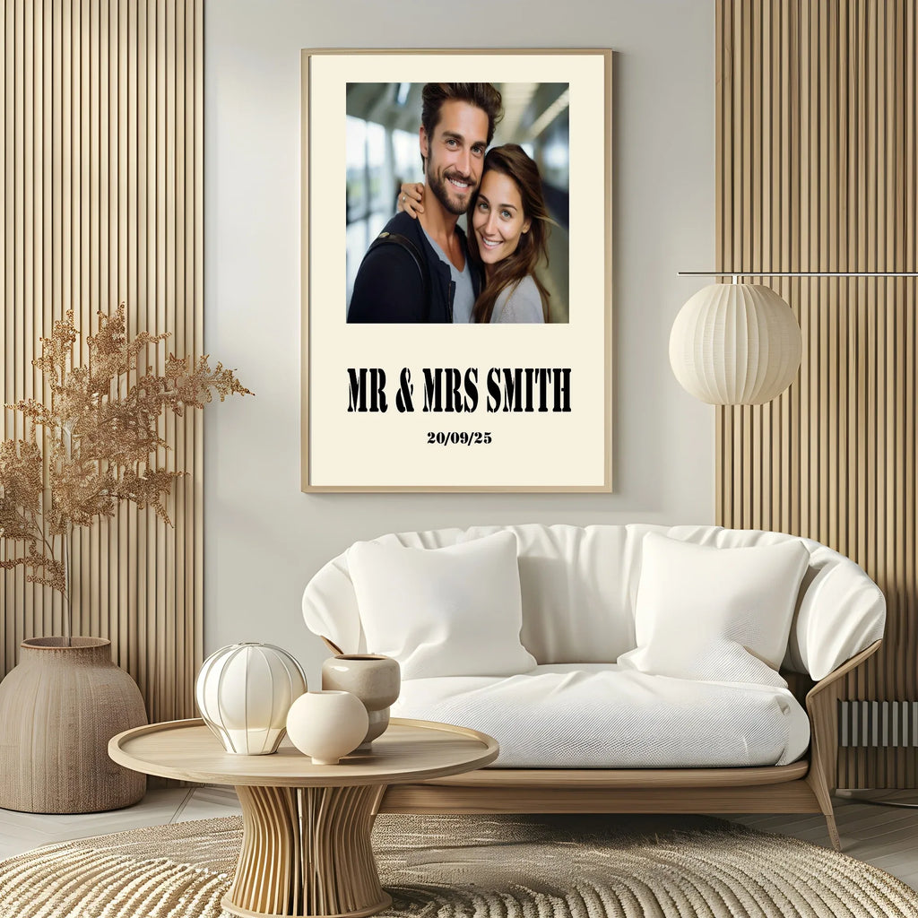 Personalised Stencil Photo Print | Black, Cream & Pink - Larosier Prints
