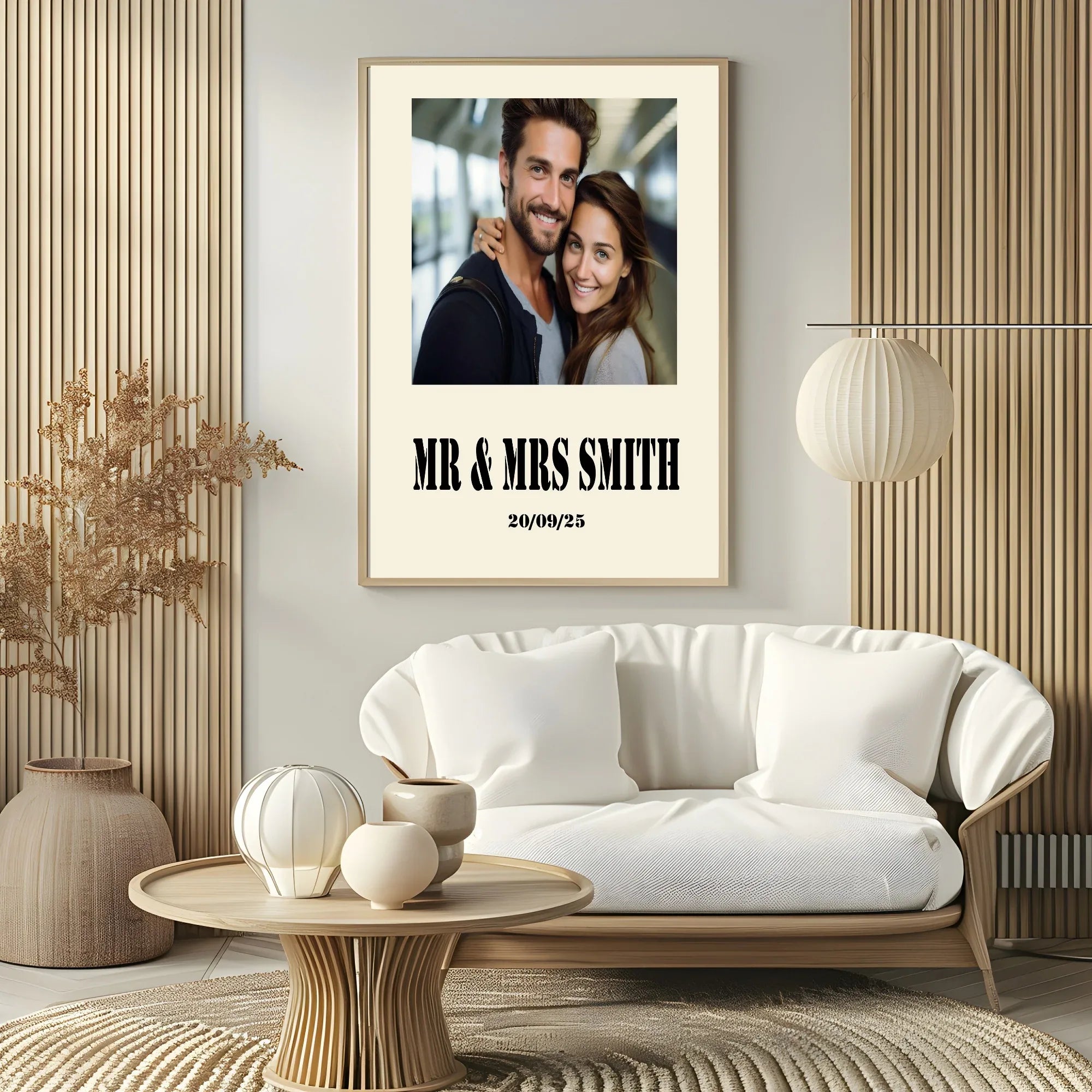 Personalised Stencil Photo Print | Black, Cream & Pink - Larosier Prints