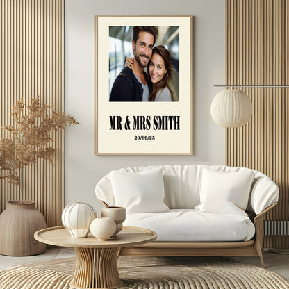 Personalised Stencil Photo Print | Black, Cream & Pink