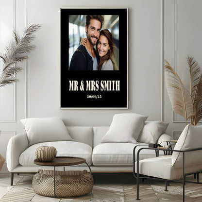 Personalised Stencil Photo Print | Black, Cream & Pink