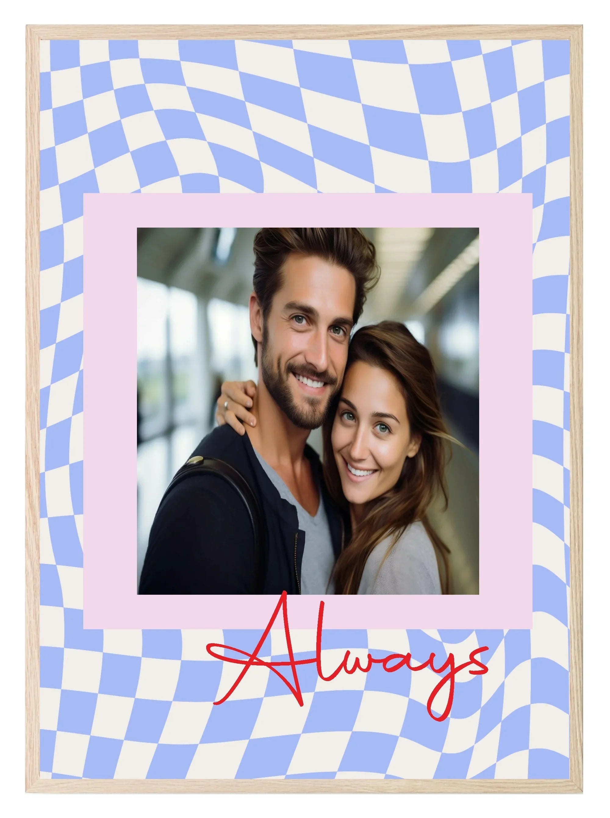Wavy Checkerboard Photo Print | Cream or Pink - Larosier Prints