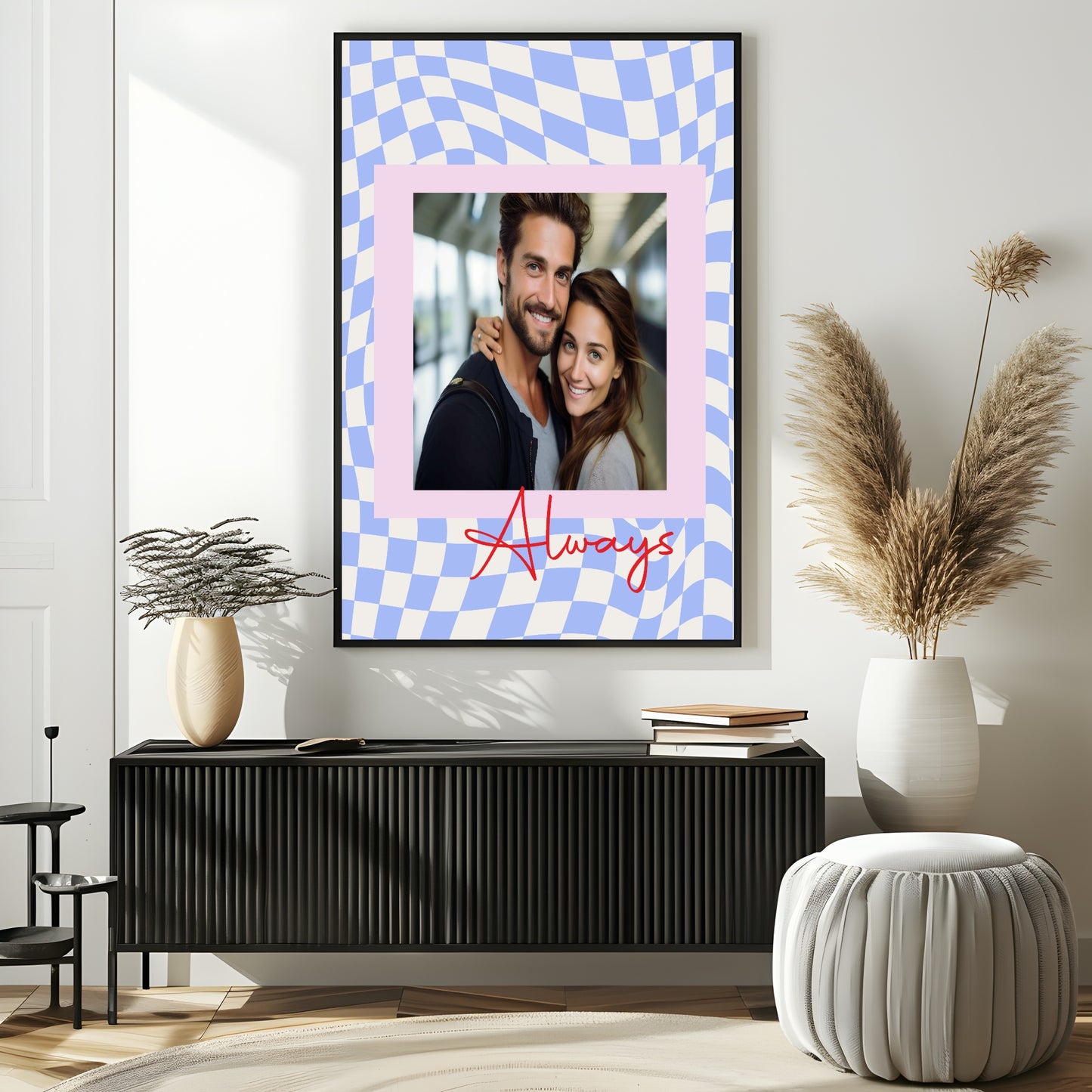 Wavy Checkerboard Photo Print | Cream or Pink