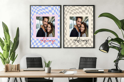 Wavy Checkerboard Photo Print | Cream or Pink