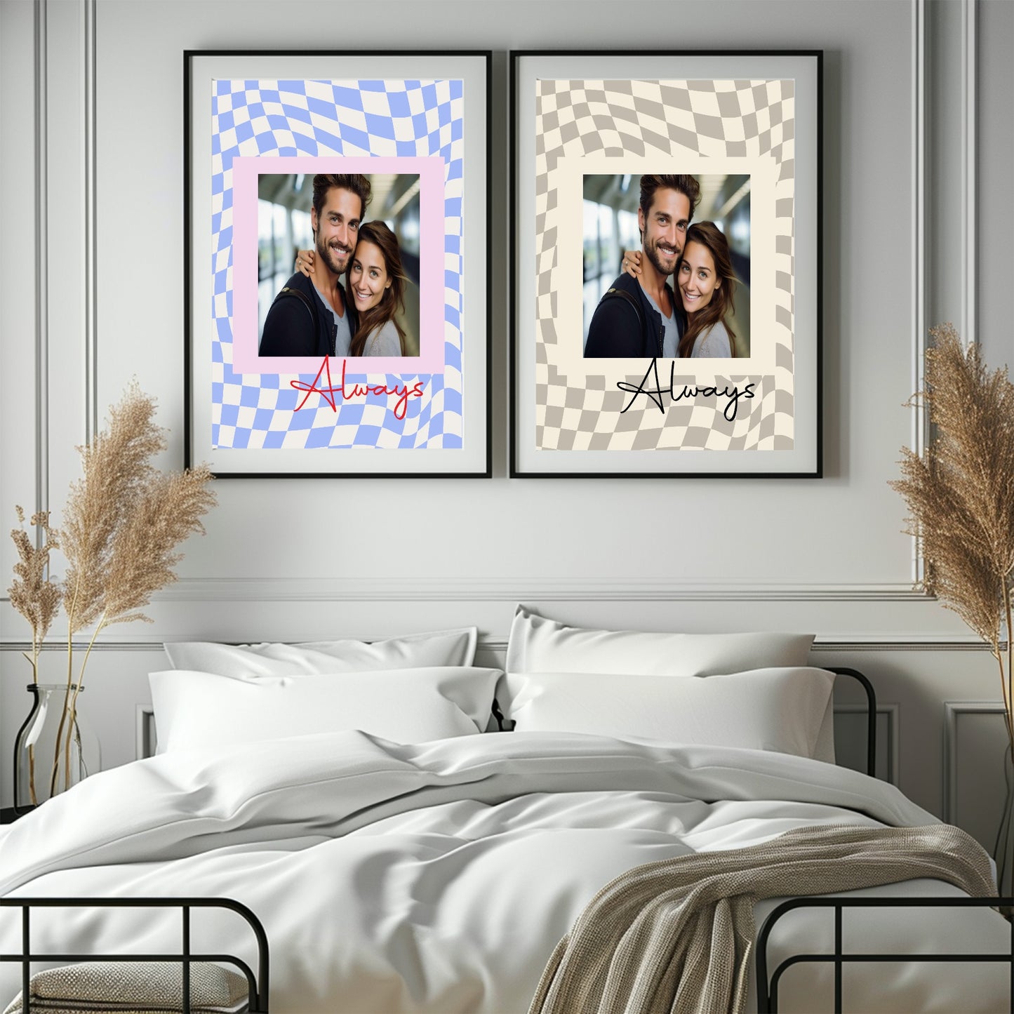 Wavy Checkerboard Photo Print | Cream or Pink