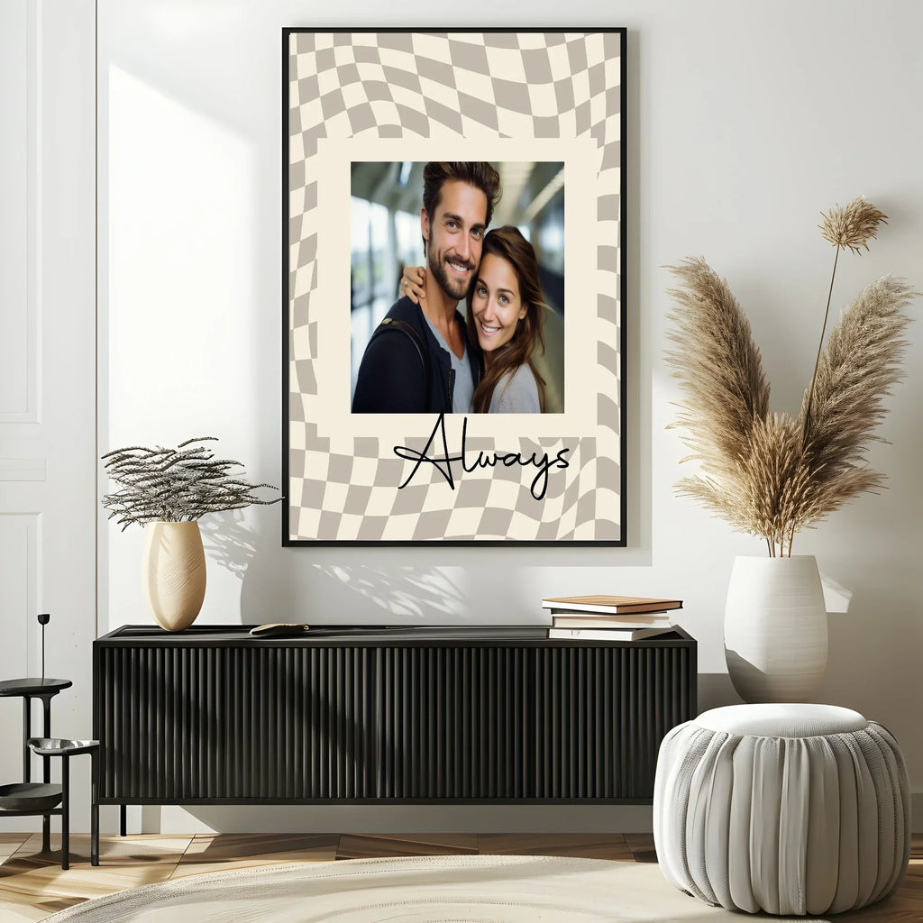 Wavy Checkerboard Photo Print | Cream or Pink - Larosier Prints