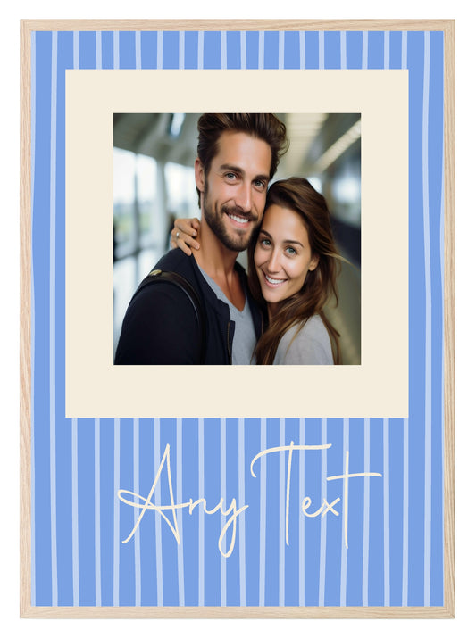 Personalised Blue Stripe Photo Print