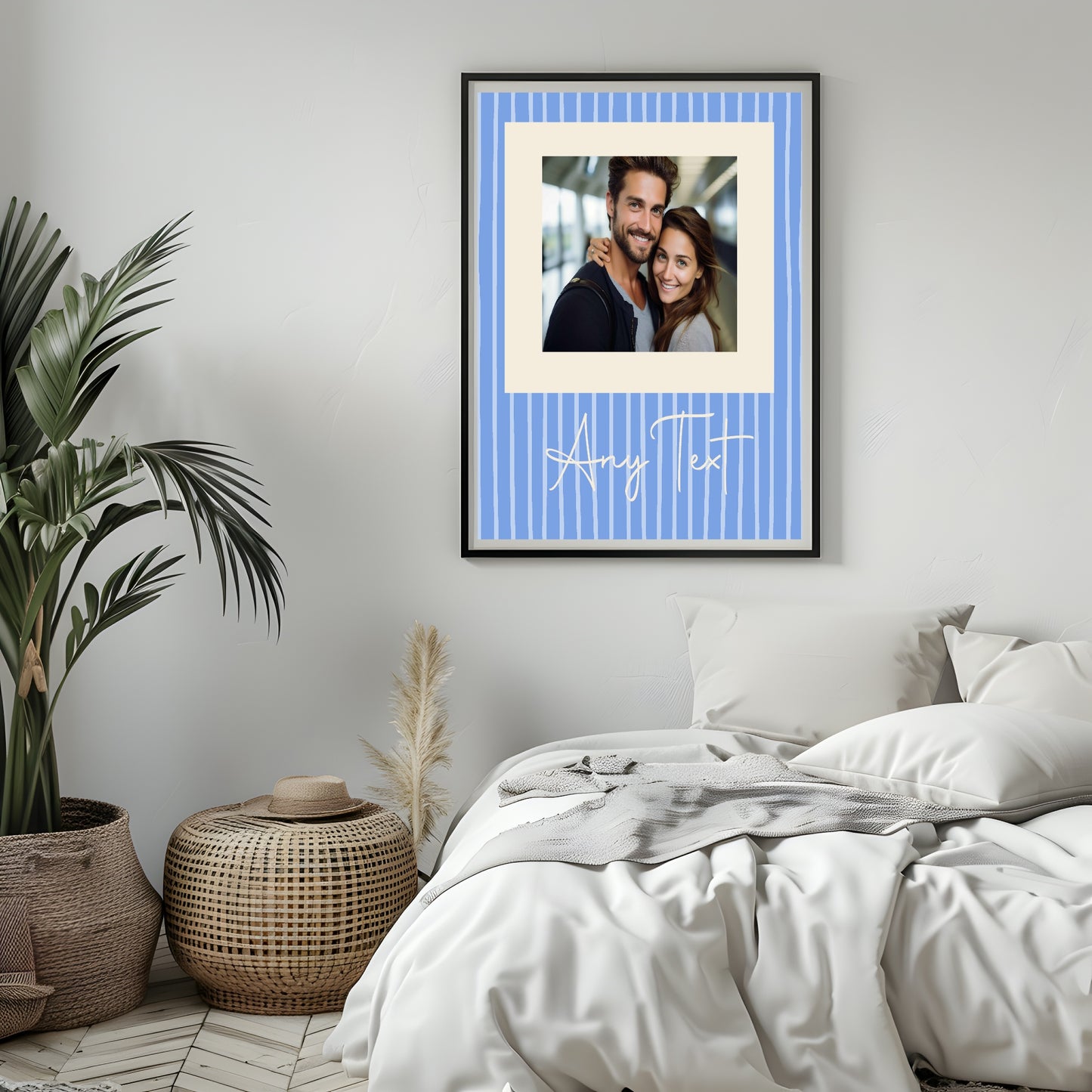 Personalised Blue Stripe Photo Print