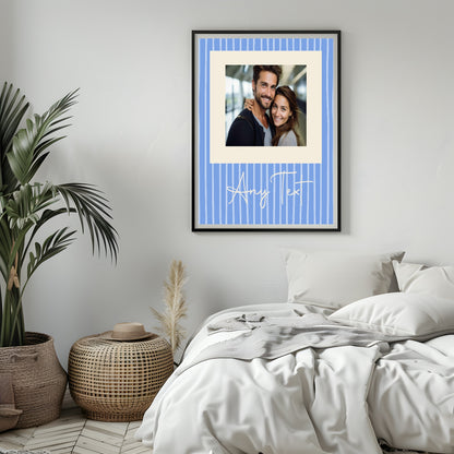 Personalised Blue Stripe Photo Print
