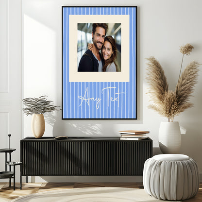 Personalised Blue Stripe Photo Print